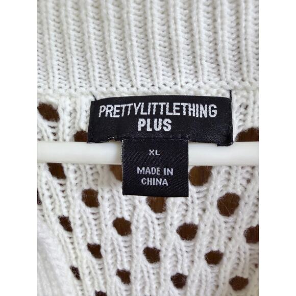 PrettyLittleThing White Eyelet Knit Polo Dress size XL - Picture 8 of 10